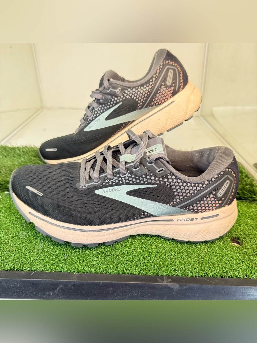 Brooks Ghost 14 Women's Black Peach Running Sneaker Shoes 1203561B026